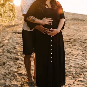 Showpo Black Maxi Dress with Button Front